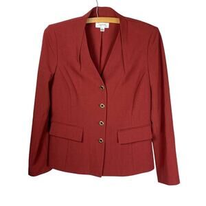 Tahari Brick Red Tailored Single Breasted Corpcore Power Blazer - Size 4